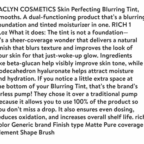 JACLYN COSMETICS Skin Perfecting Blurring Tint- Smooths RICH -1FL OZ - Picture 8 of 9